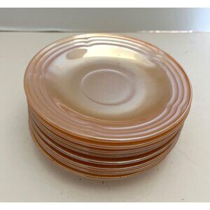 FireKing Peach Luster 3 Band Saucers Vintage Set of 8